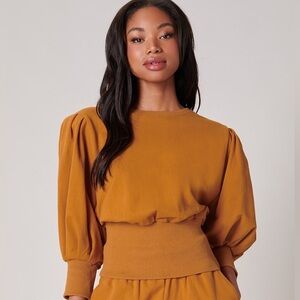 NWT Sugar + Lips Deanna Lantern Sleeve French Terry Top